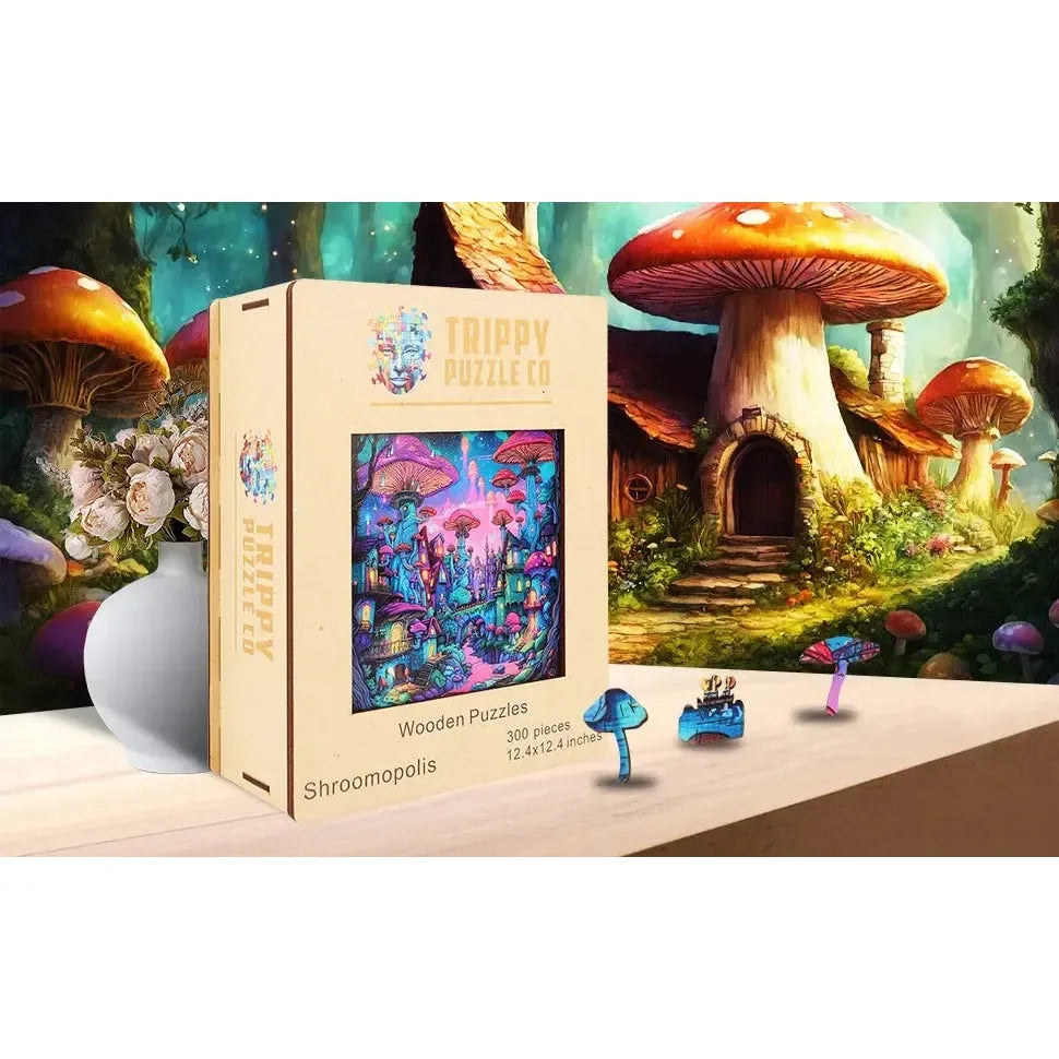 Shroomopolis 300 Piece Wooden Jigsaw Puzzle Trippy