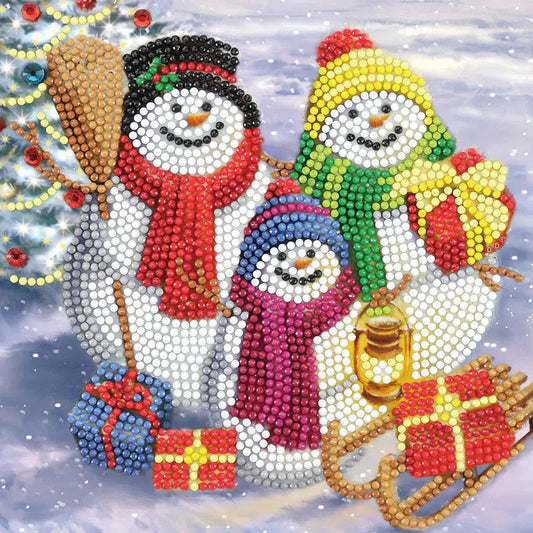 Snowman Family Crystal Art Card Kit Craft Buddy