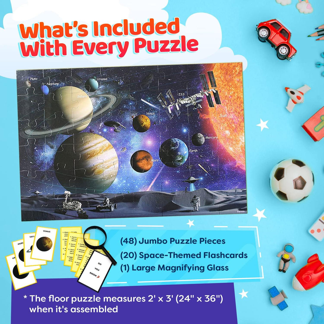 Solar System Spy 48 Piece Floor Jigsaw Puzzle with Flashcards & Magnif ...