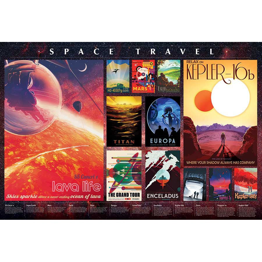 Space Travel Posters 2000 Piece Jigsaw Puzzle Cobble Hill