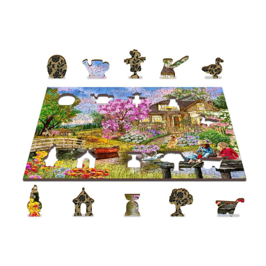 Springtime Cottage 200 Piece Wood Jigsaw Puzzle Wooden City