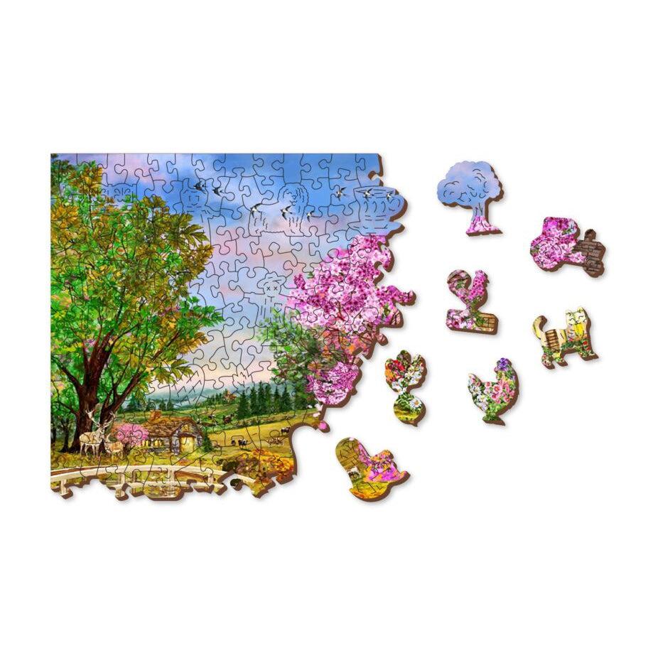 Springtime Cottage 505 Piece Wood Jigsaw Puzzle Wooden City