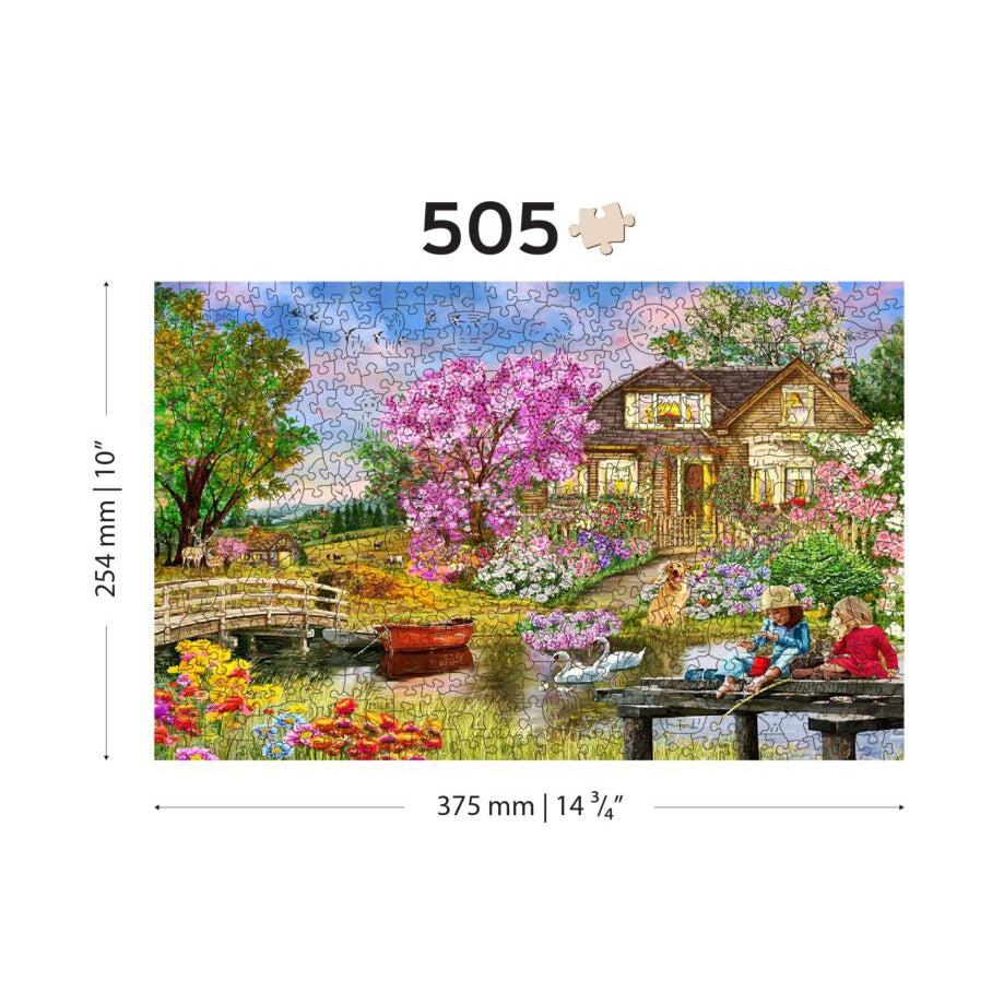 Springtime Cottage 505 Piece Wood Jigsaw Puzzle Wooden City