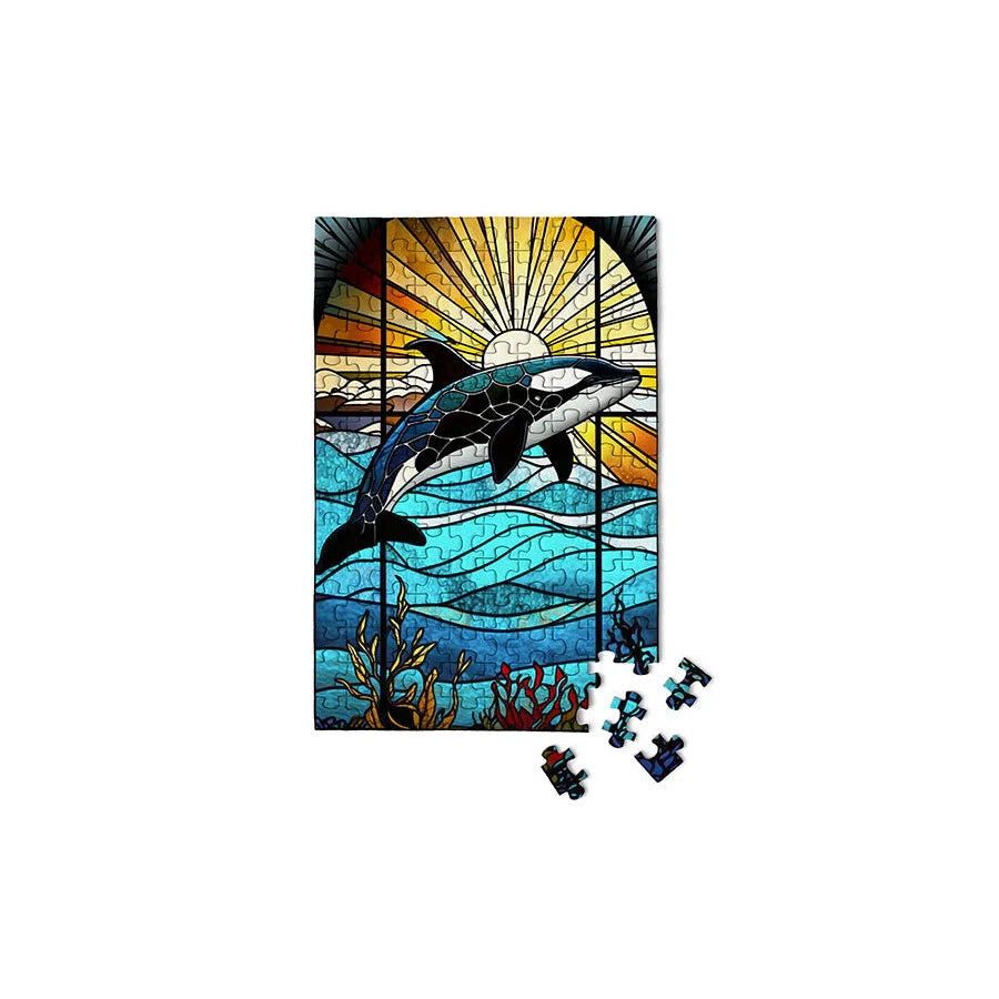 Stained Glass Orca 150 Piece Mini Jigsaw Puzzle Micro Puzzles