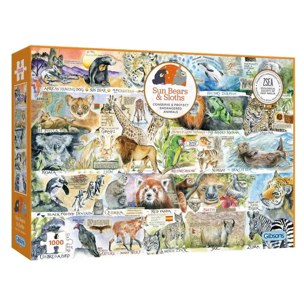 Sun Bears & Sloths 1000 Piece Jigsaw Puzzle Gibsons