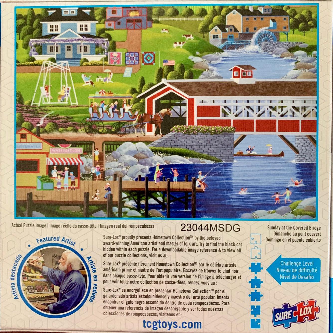 Sunday at the Covered Bridge 1000 Piece Jigsaw Puzzle Sure Lox