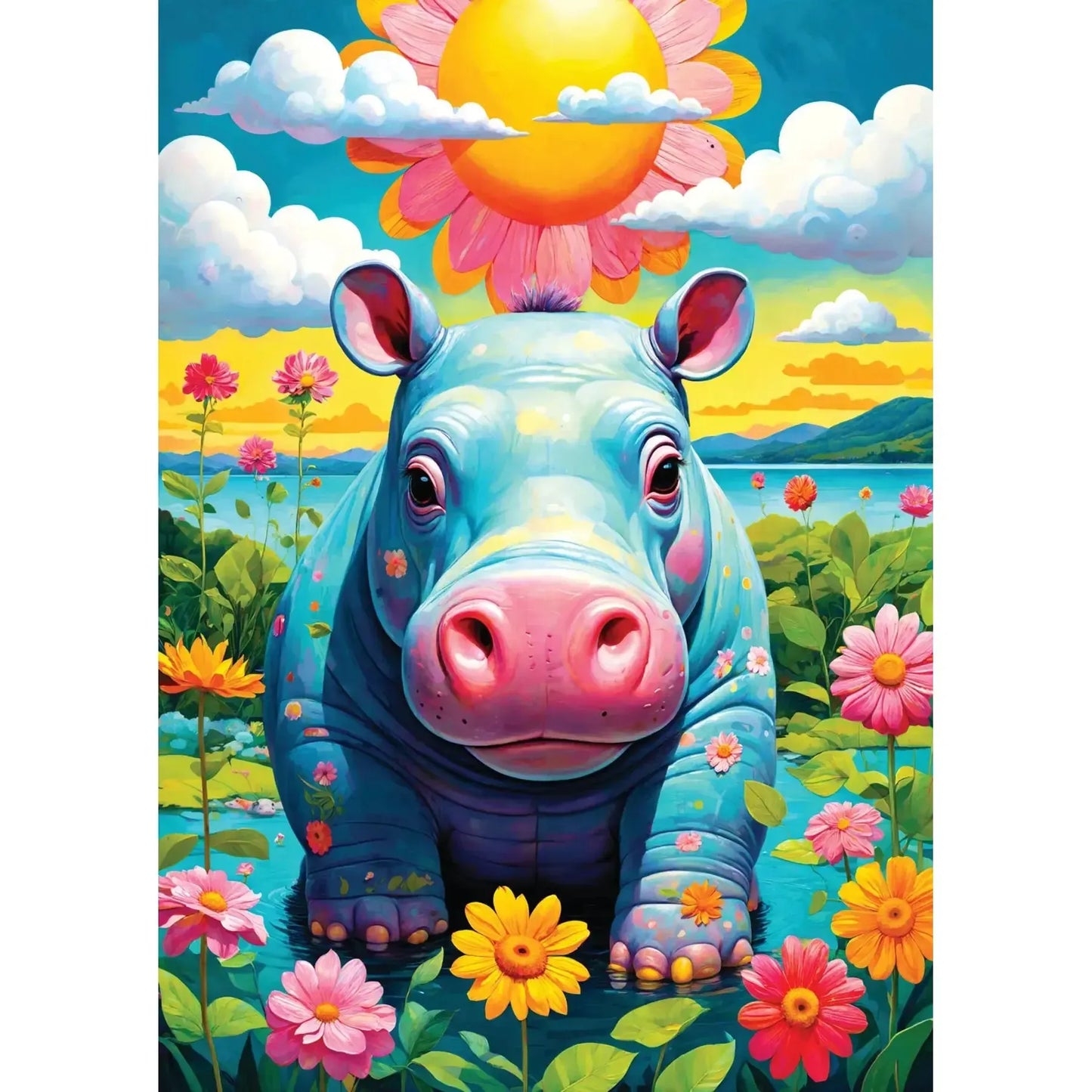 Sunny Hippo 1000 Piece Jigsaw Puzzle Enjoy