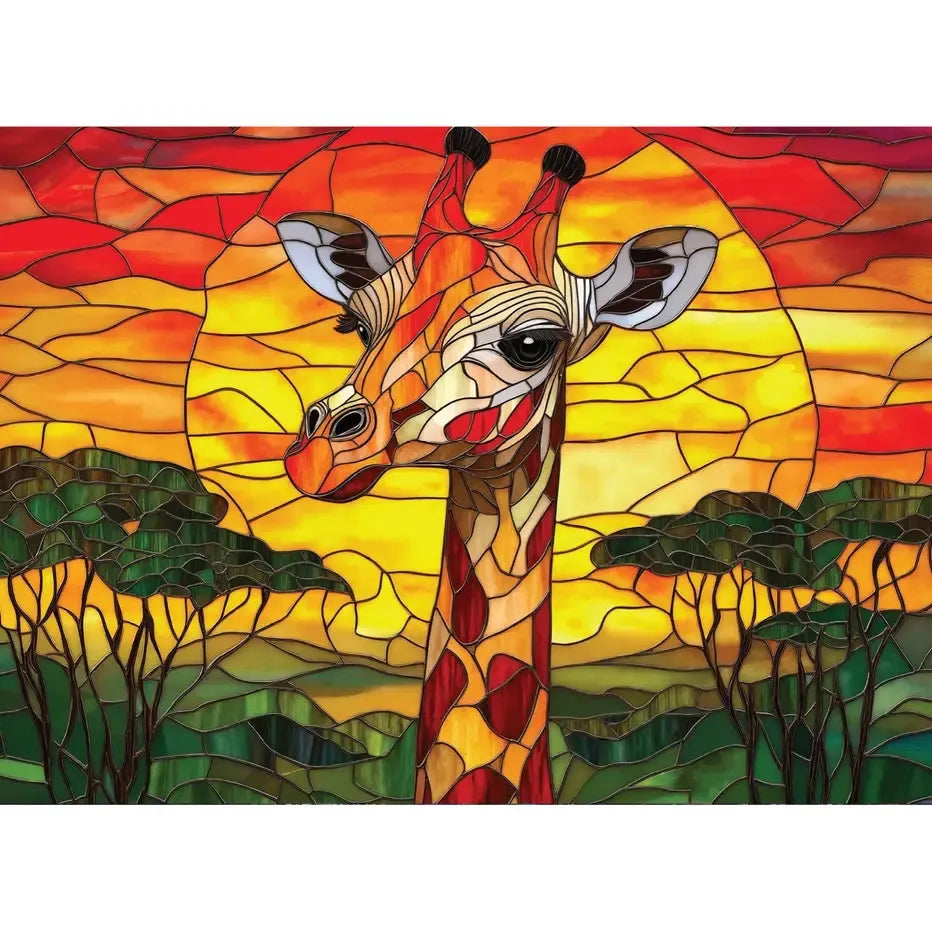 Sunset Giraffe 1000 Piece Jigsaw Puzzle Final Piece