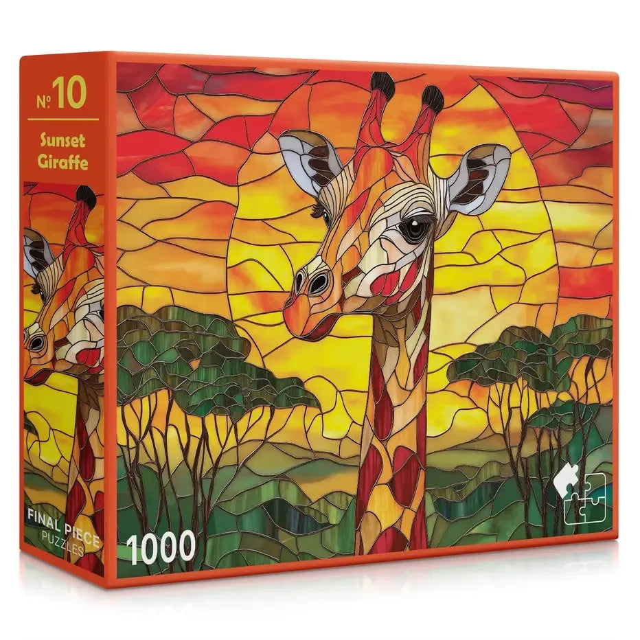 Sunset Giraffe 1000 Piece Jigsaw Puzzle Final Piece