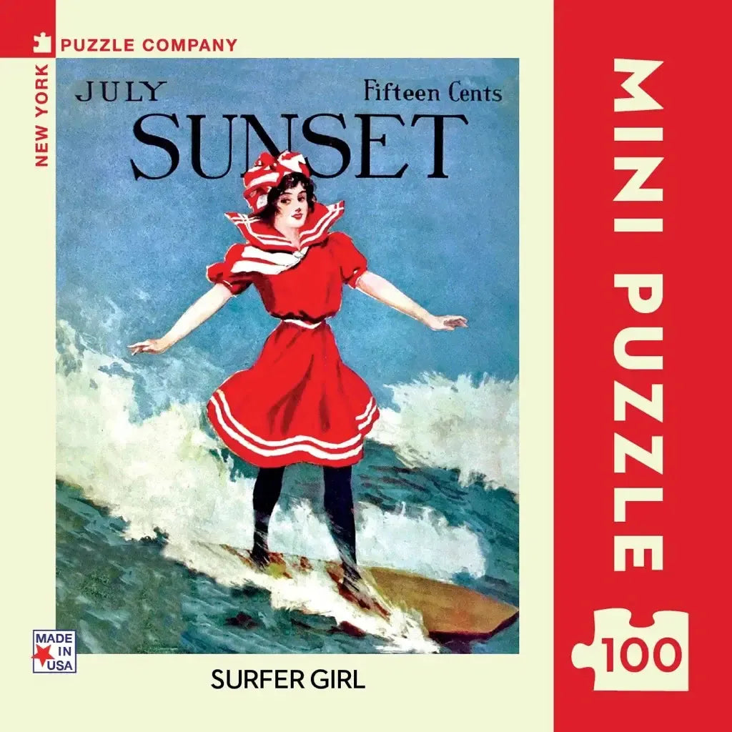 Surfer Girl Sunset Magazine 100 Piece Mini Jigsaw Puzzle NYPC