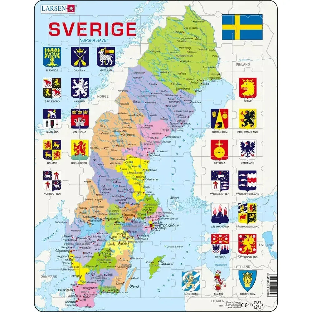 Sweden Map 70 Piece Tray Jigsaw Puzzle Larsen