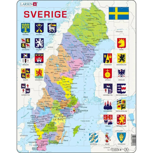 Sweden Map 70 Piece Tray Jigsaw Puzzle Larsen