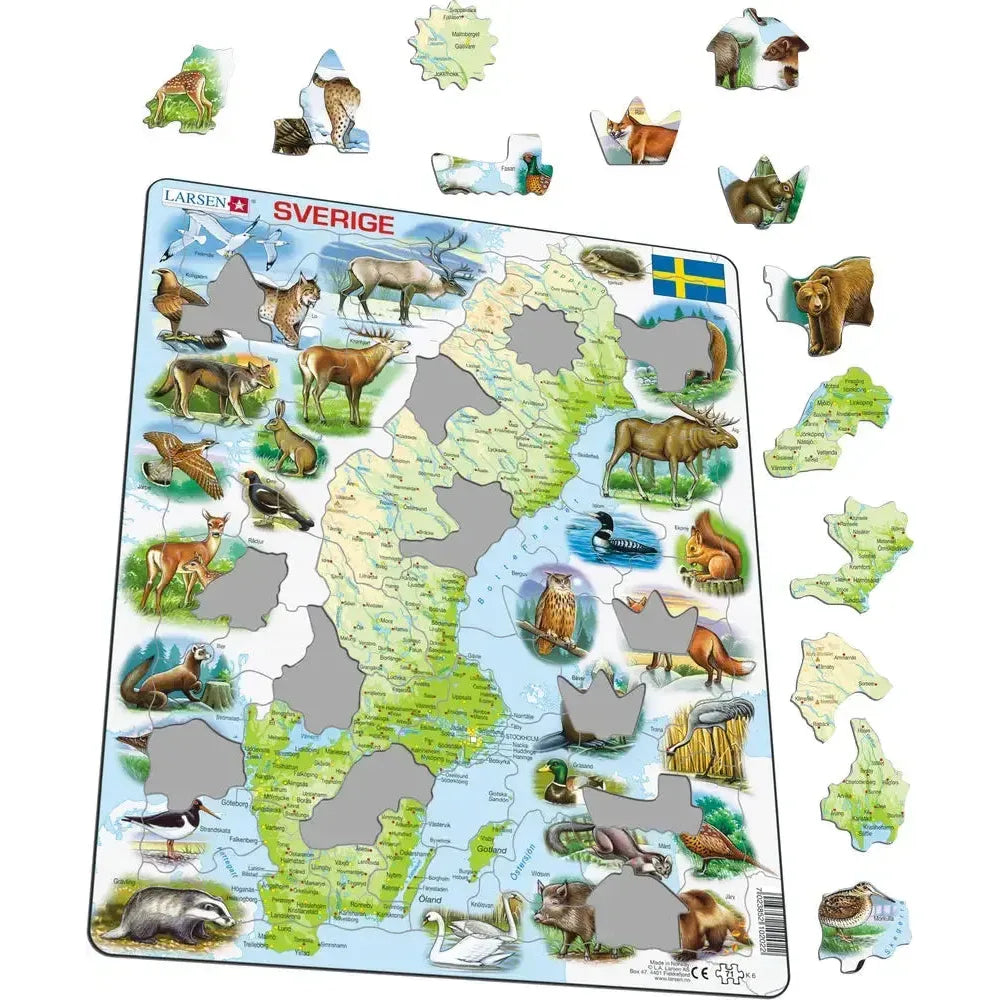 Sweden Map & Animals 71 Piece Tray Jigsaw Puzzle Larsen