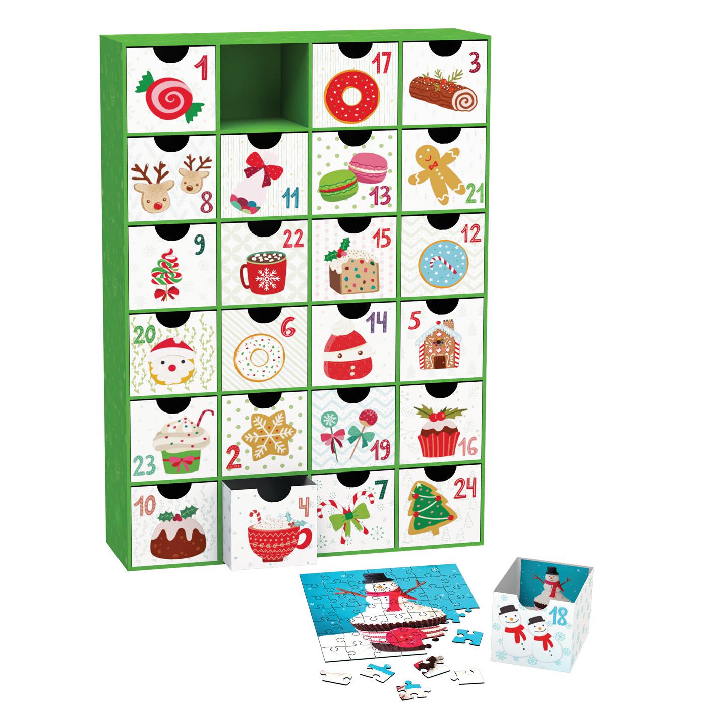 Sweet Christmas Advent Calendar - 24 Set of 50 Piece Mini Jigsaw Puzzles Eurographics