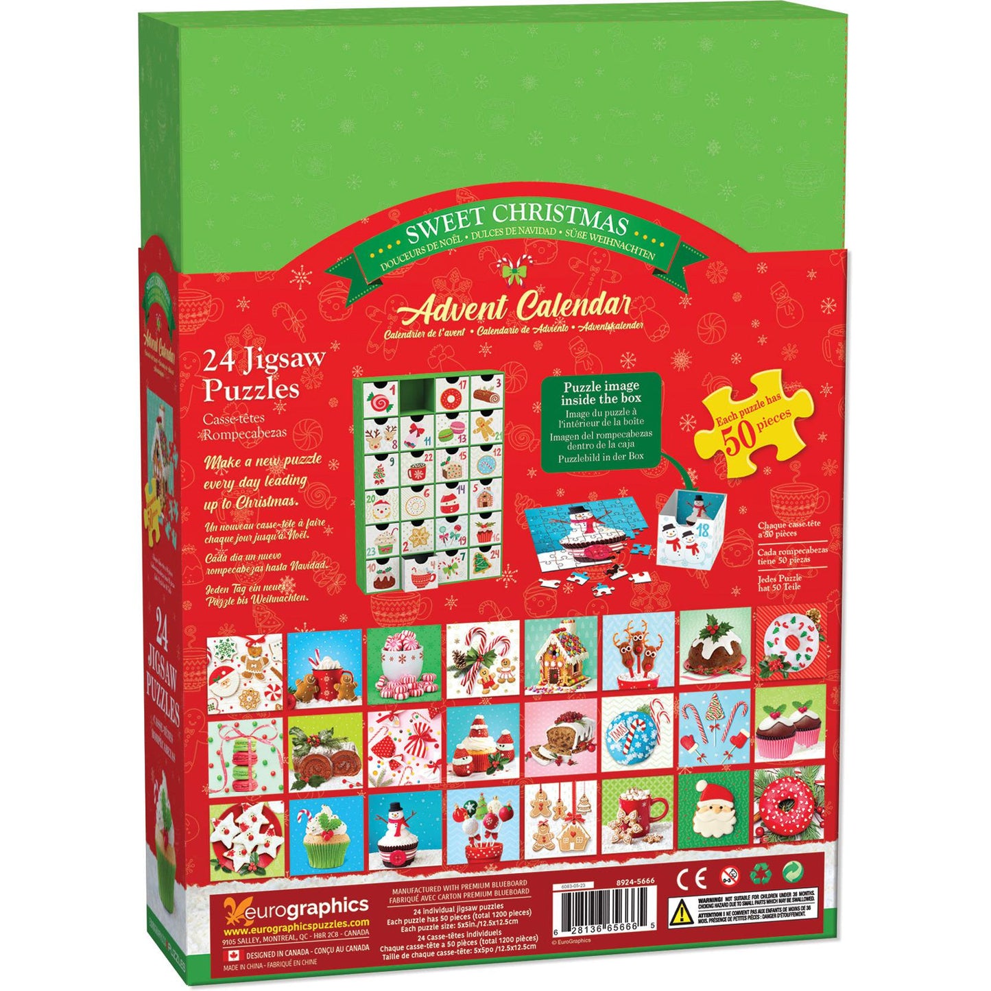 Sweet Christmas Advent Calendar - 24 Set of 50 Piece Mini Jigsaw Puzzles Eurographics