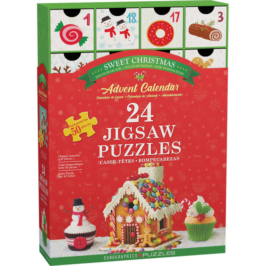 Sweet Christmas Advent Calendar - 24 Set of 50 Piece Mini Jigsaw Puzzles Eurographics