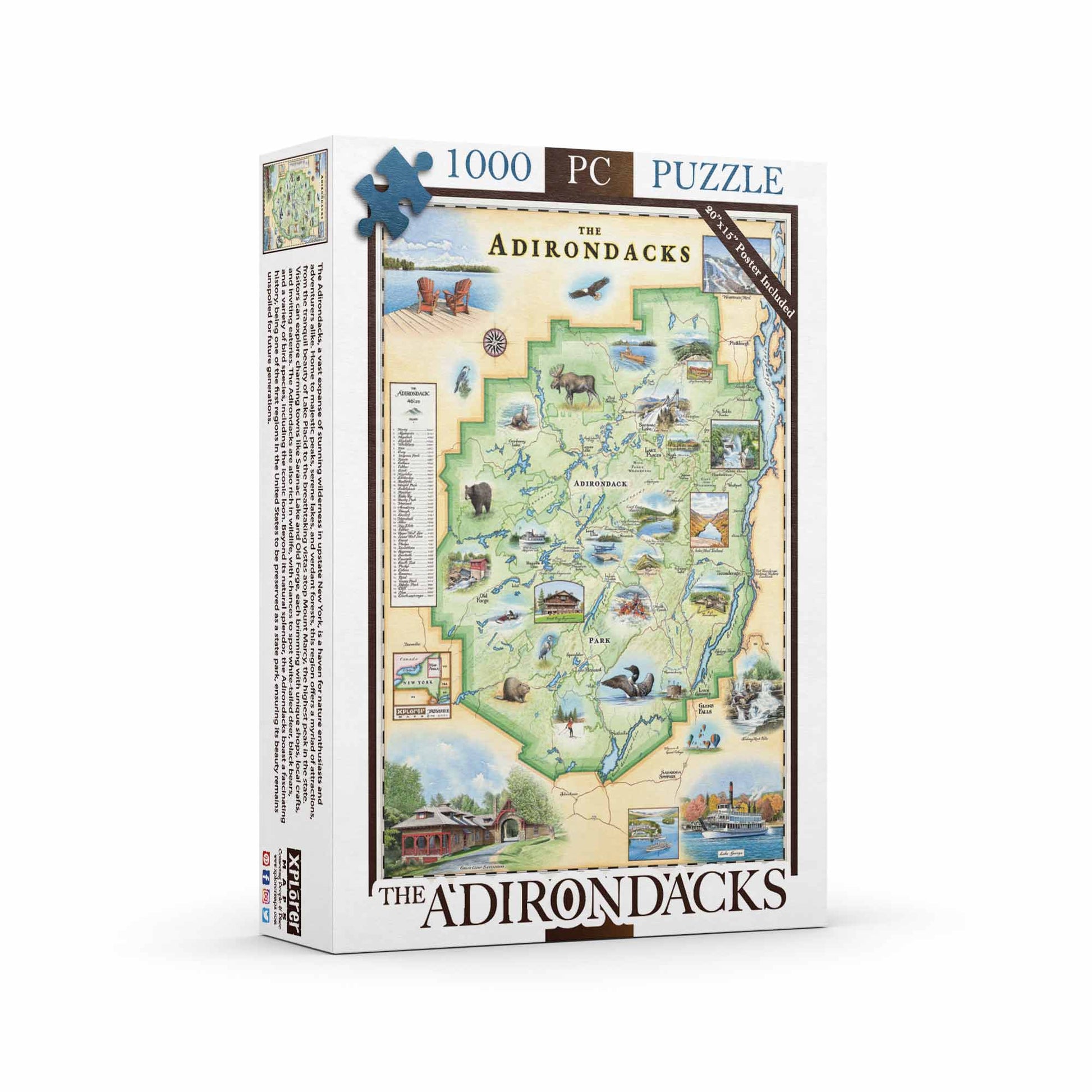 The Adirondacks 1000 Piece Jigsaw Puzzle Xplorer Maps