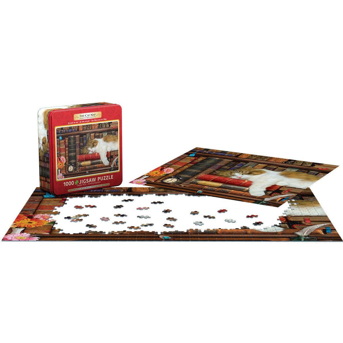 The Cat Nap 1000 Piece Jigsaw Puzzle in Tin Eurographics