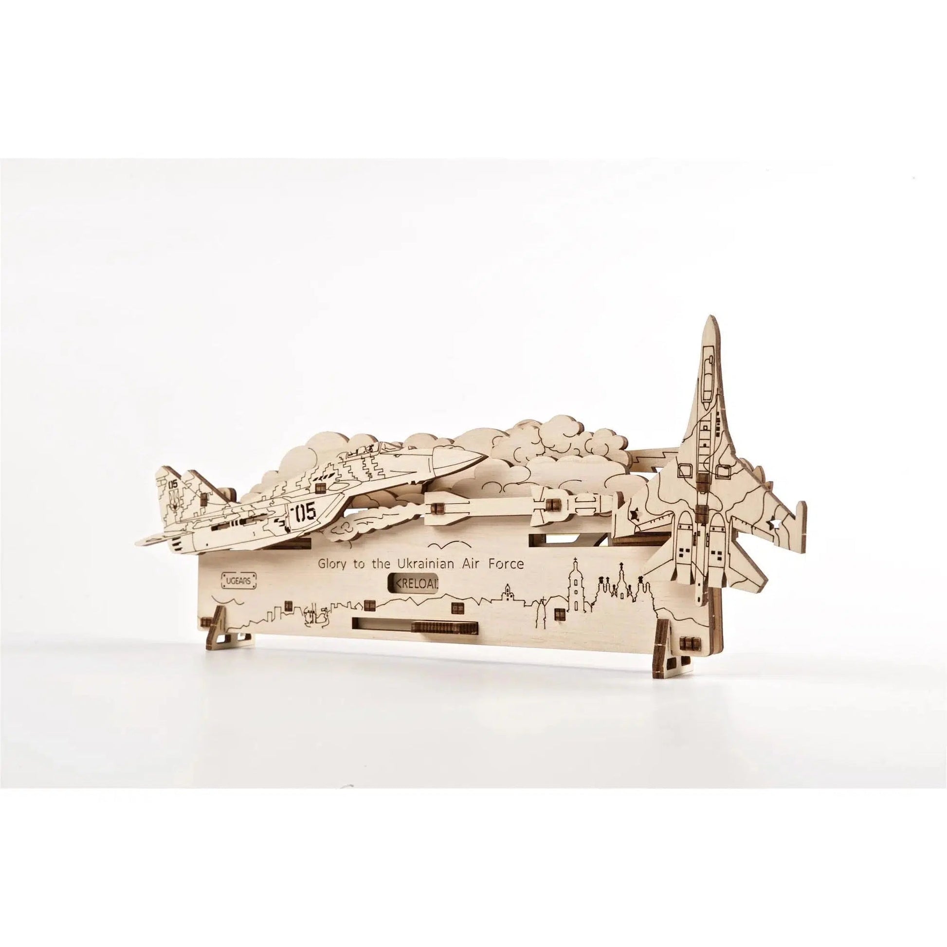 The Ghost of Kyiv Attacks Wood Model Kit UGEARS