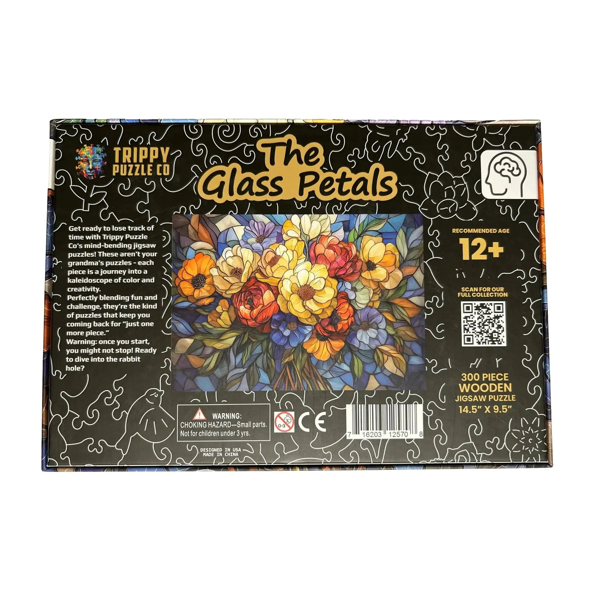 The Glass Petals 300 Piece Wooden Jigsaw Puzzle Trippy