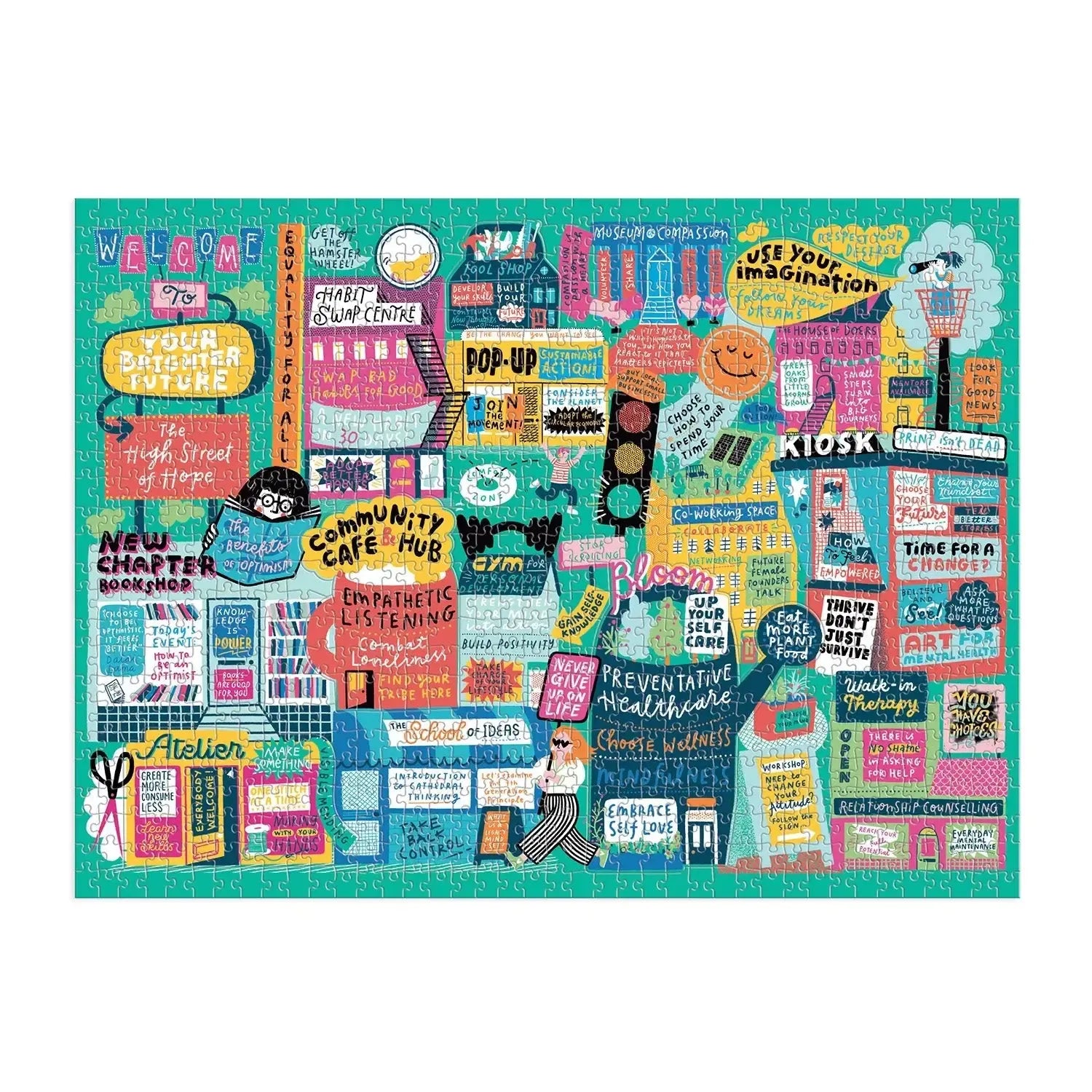 The High Street of Hope 1000 Piece "Multi-Puzzle" Jigsaw Puzzle Galison