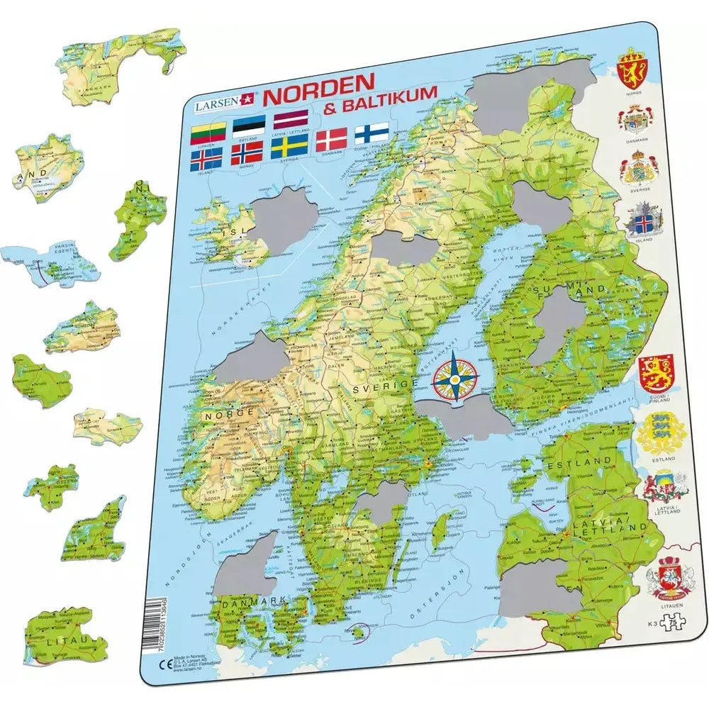 The Nordics & the Baltics 75 Piece Tray Jigsaw Puzzle Larsen