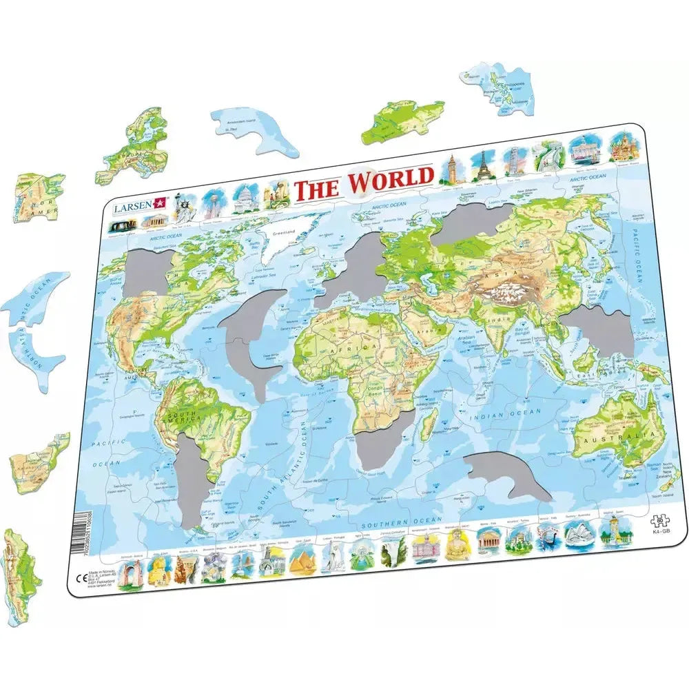 The World Topographic Map 80 Piece Tray Jigsaw Puzzle Larsen