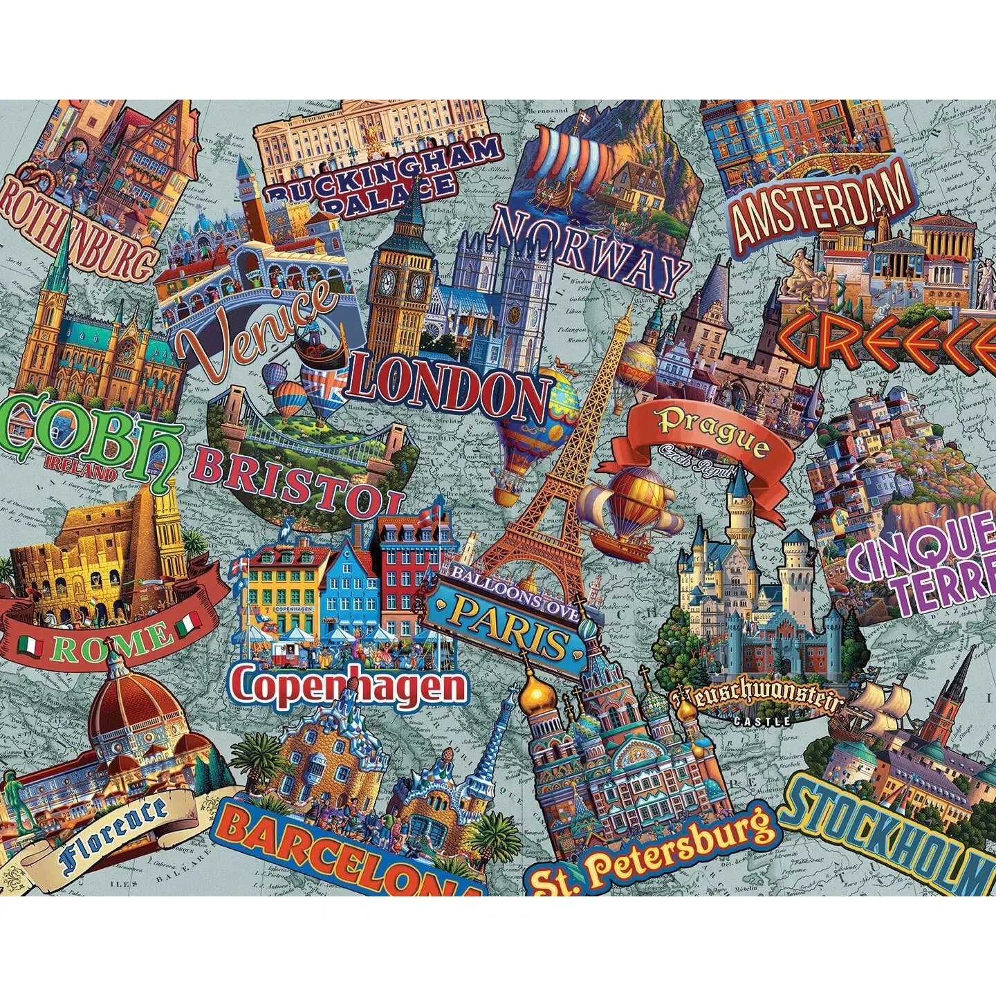 Travel Europe 300 Piece Jigsaw Puzzle Dowdle