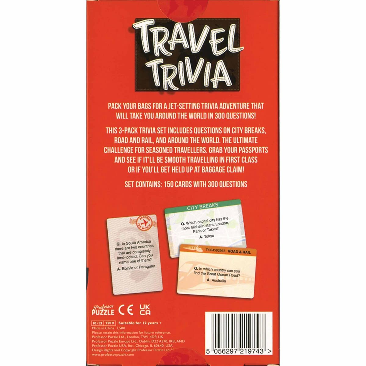 Travel Trivia Card Game Professor Puzzle