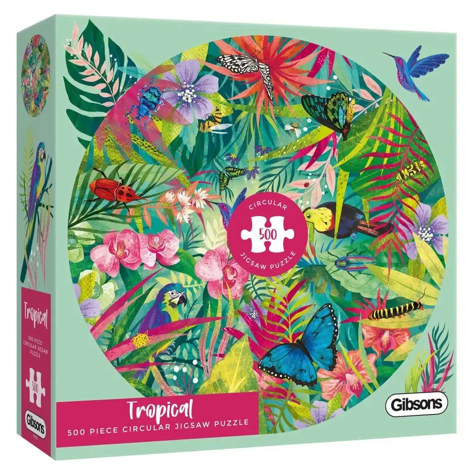 Tropical 500 Piece Round Jigsaw Puzzle Gibsons
