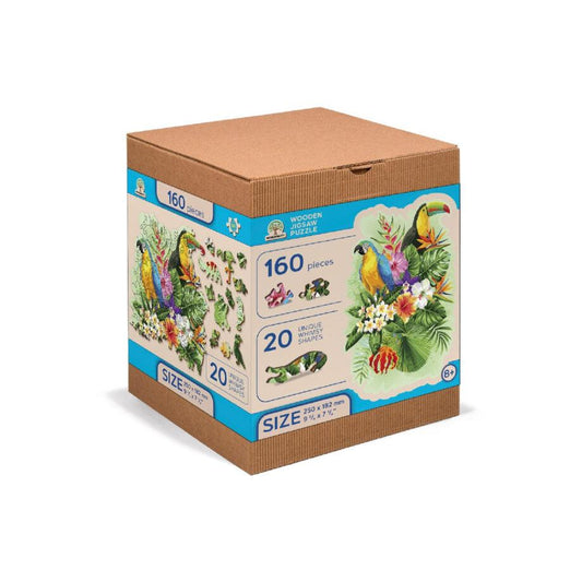 Tropical Birds 160 Piece Wood Jigsaw Puzzle Wooden City