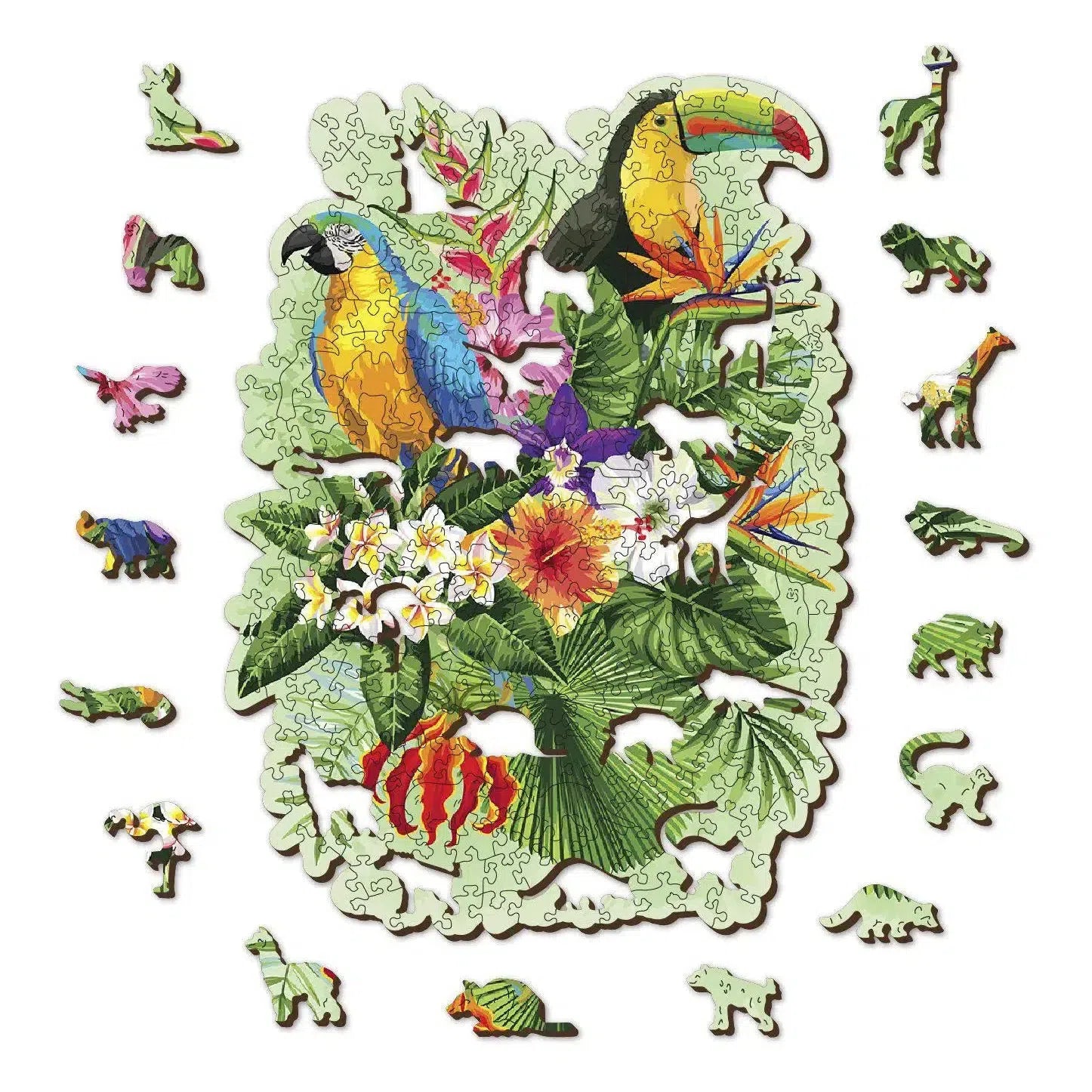 Tropical Birds 300 Piece Wood Jigsaw Puzzle Wooden City