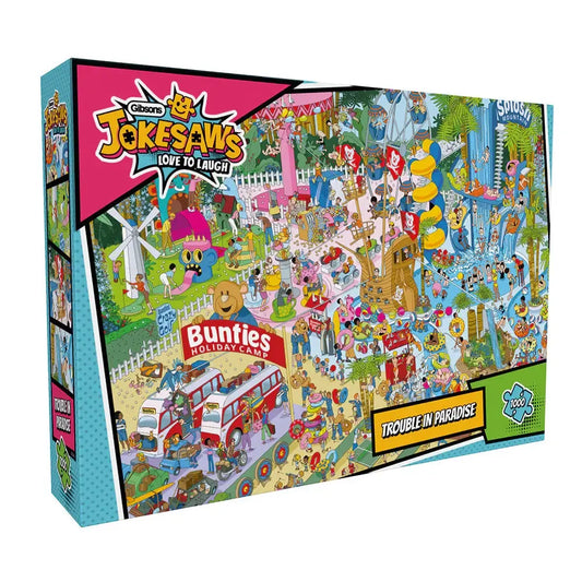 Trouble in Paradise "Jokesaw" 1000 Piece Jigsaw Puzzle Gibsons