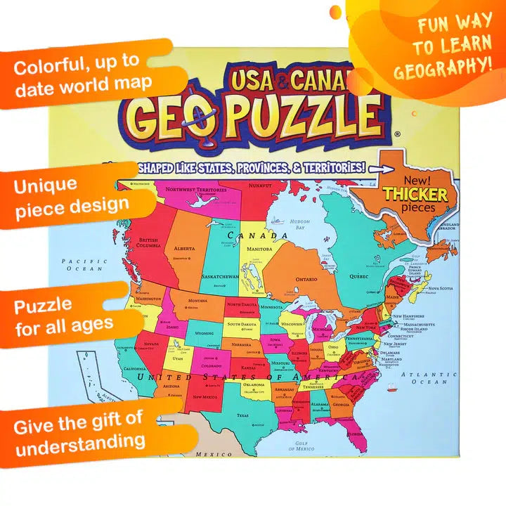 USA & Canada GeoPuzzle 69 Piece Jigsaw Puzzle Geotoys