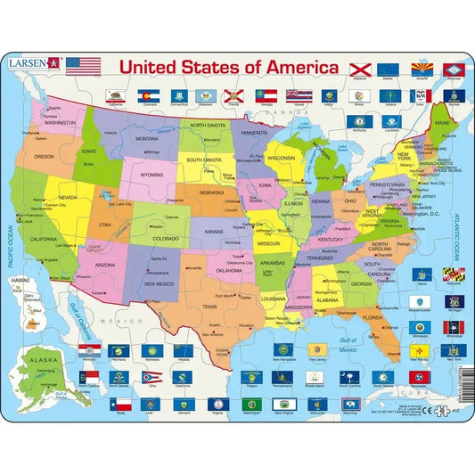 USA Map 48 Piece Tray Jigsaw Puzzle Larsen