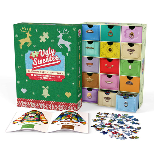 Ugly Sweater Christmas Advent - 15 Set of 100 Piece Mini Jigsaw Puzzles Boardwalk