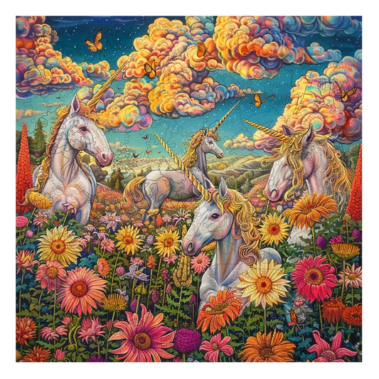 Unicorn Utopia 300 Piece Wooden Jigsaw Puzzle Trippy
