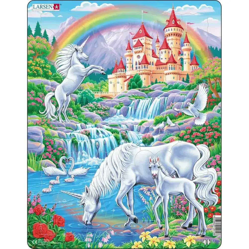 Unicorns Under the Rainbow 32 Piece Tray Jigsaw Puzzle Larsen