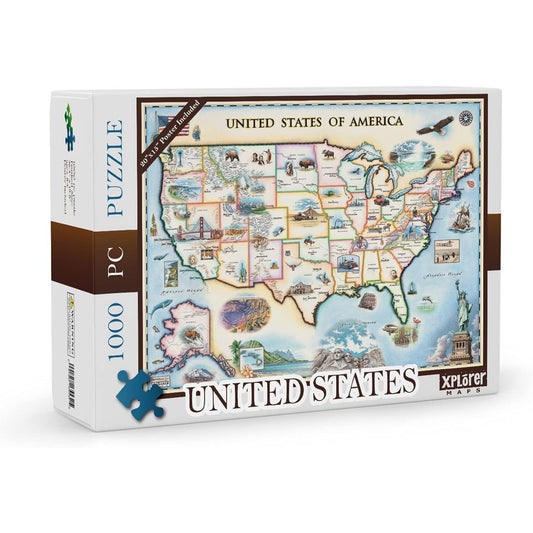 United States 1000 Piece Jigsaw Puzzle Xplorer Maps