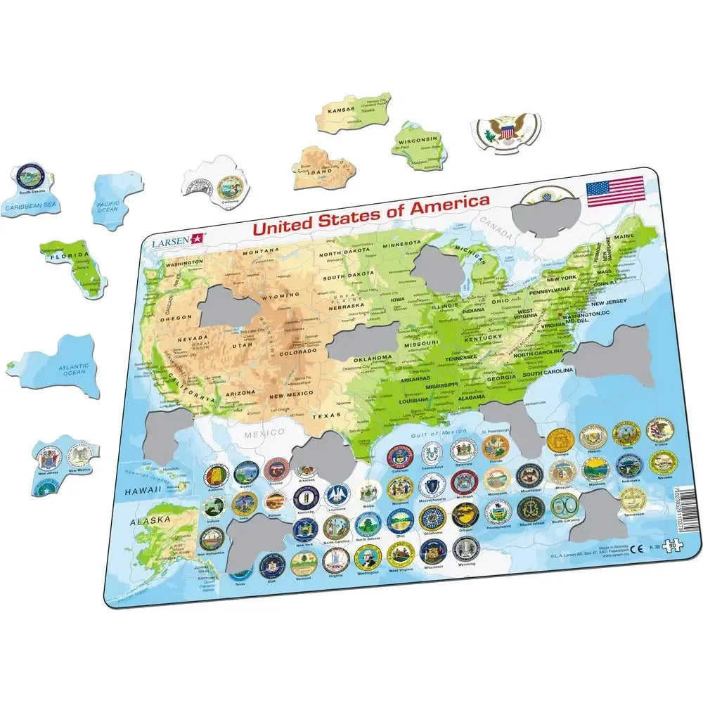 United States of America Map 90 Piece Tray Jigsaw Puzzle Larsen