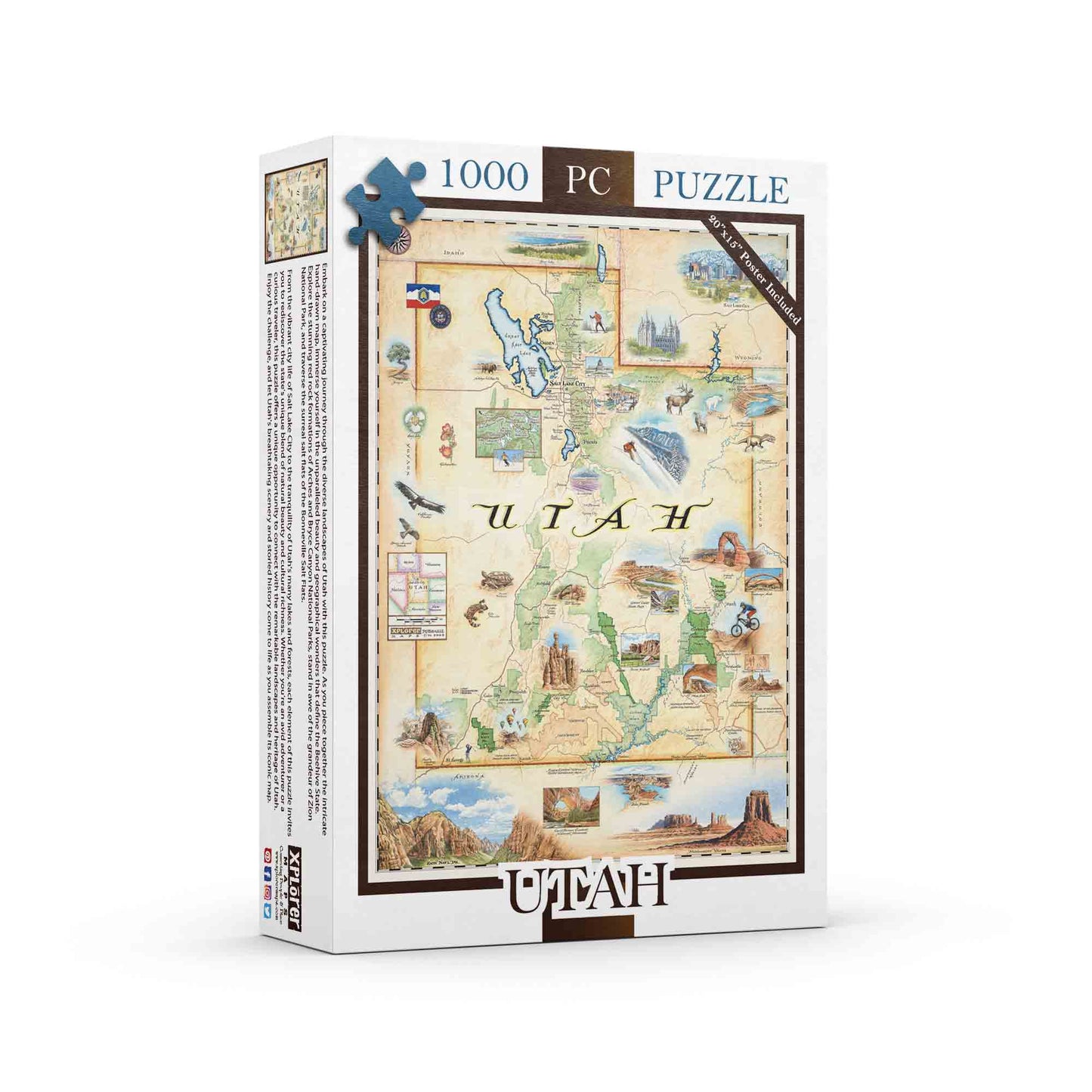 Utah State 1000 Piece Jigsaw Puzzle Xplorer Maps