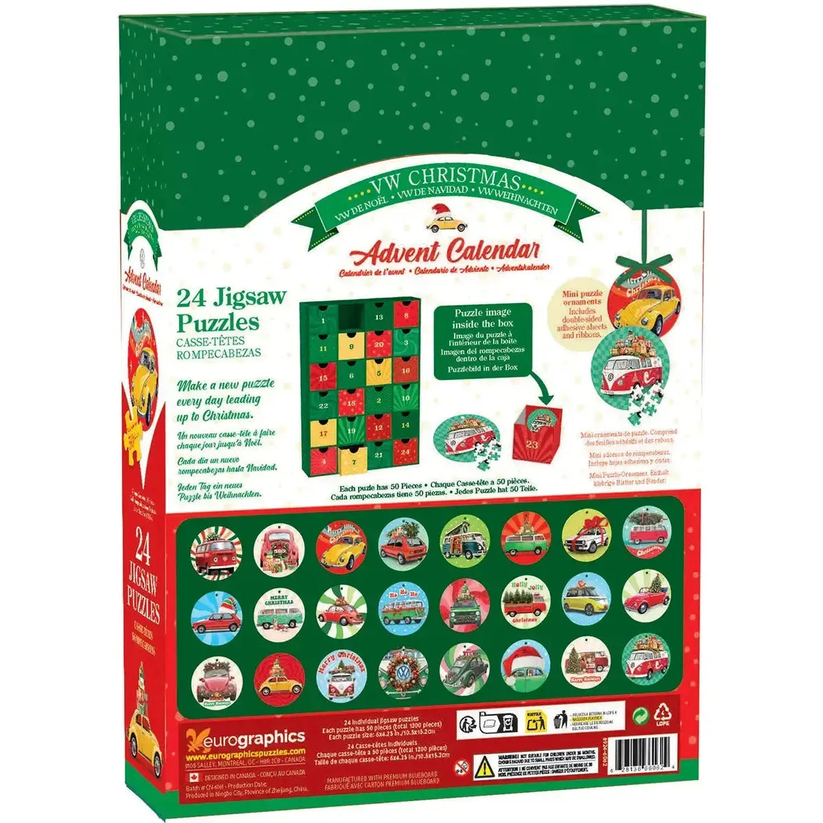 VW Christmas Advent Calendar - 24 Set of 50 Piece Mini Jigsaw Puzzles Eurographics
