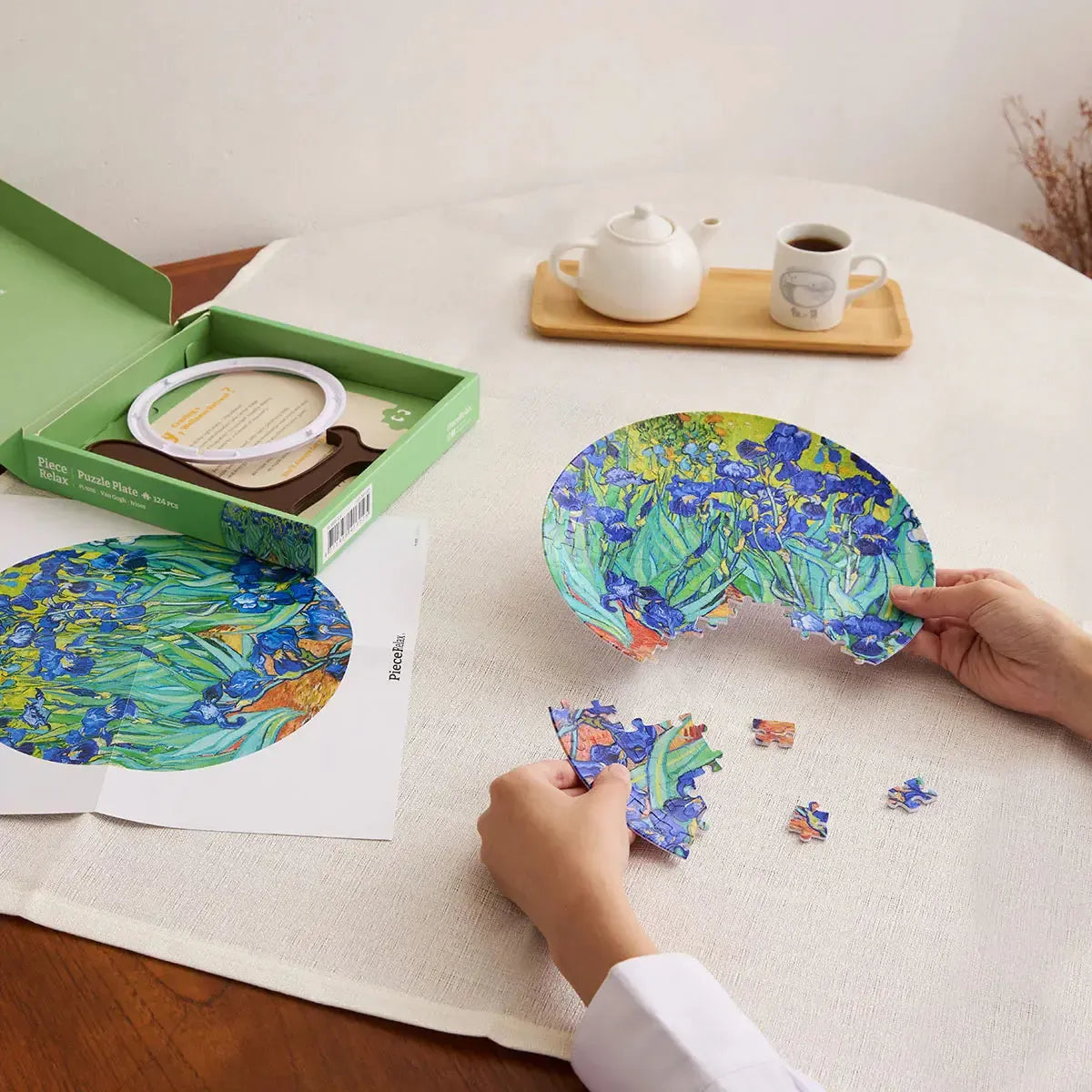Van Gogh Irises Plate 124 Piece 3D Plastic Jigsaw Puzzle PieceRelax