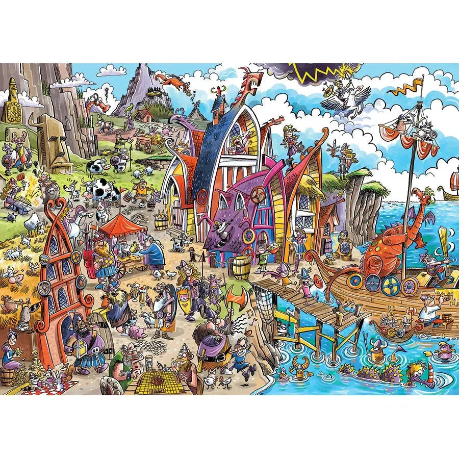 Viking Village Doodle Town 1000 Piece Jigsaw Puzzle Cobble Hill