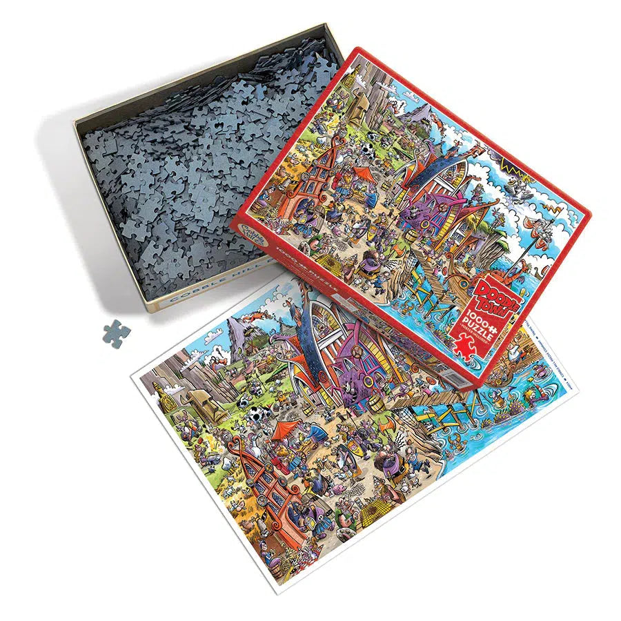 Viking Village Doodle Town 1000 Piece Jigsaw Puzzle Cobble Hill