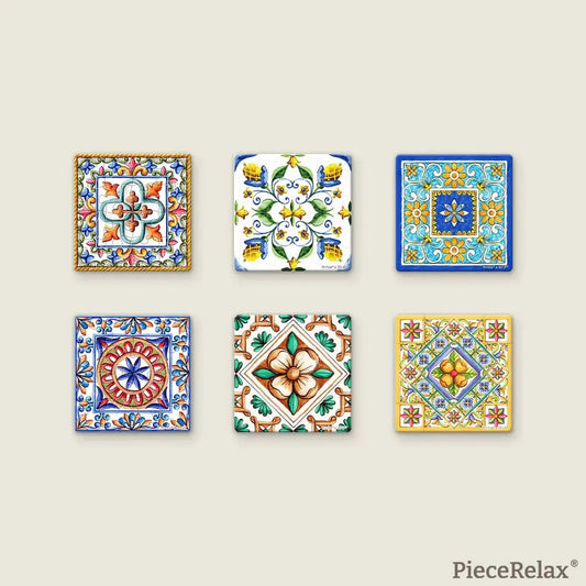 Vintage Flora Tile Magnet Set 96 Piece 3D Plastic Jigsaw Puzzle PieceRelax