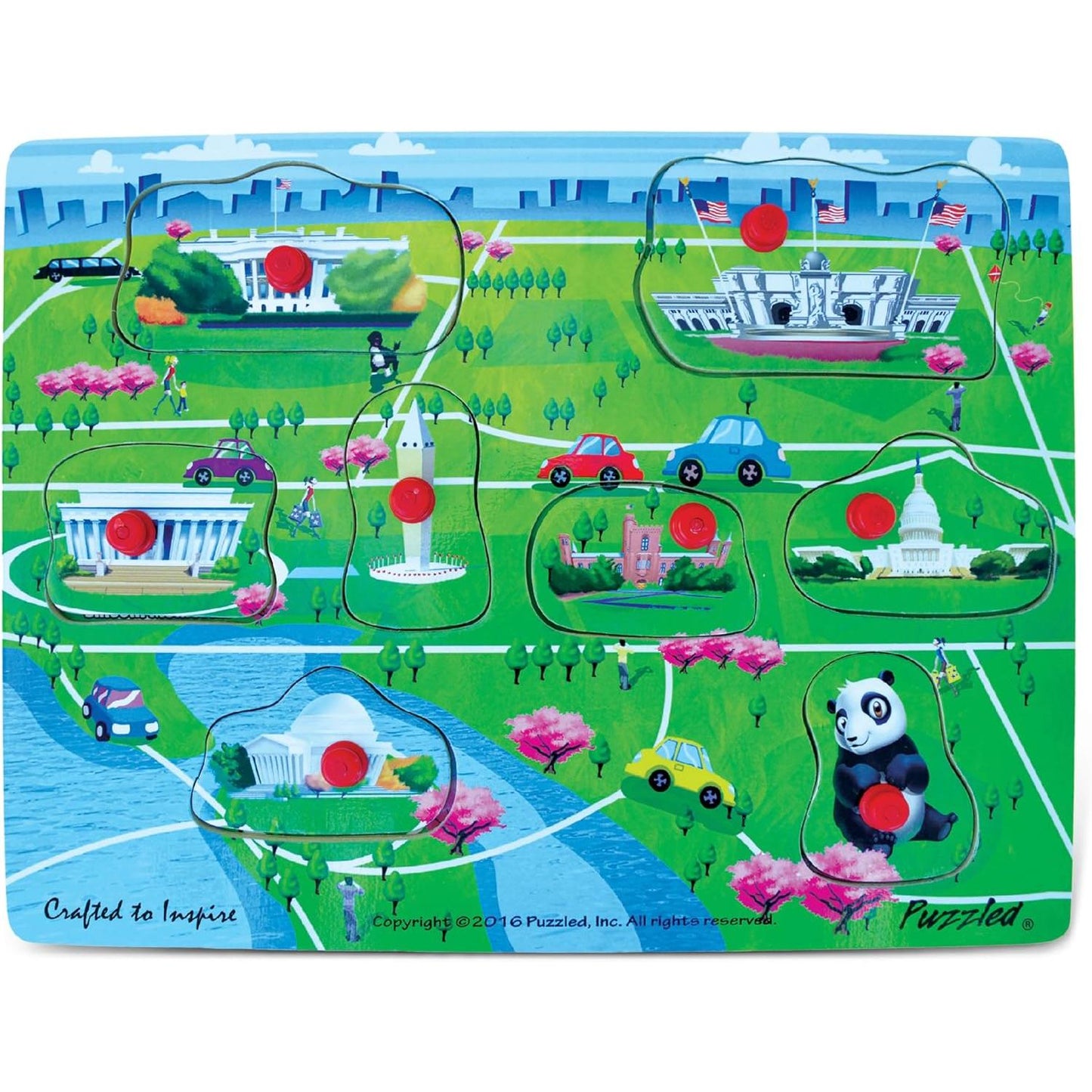 Washington DC Monuments 8 Piece Wooden Peg Puzzle Puzzled