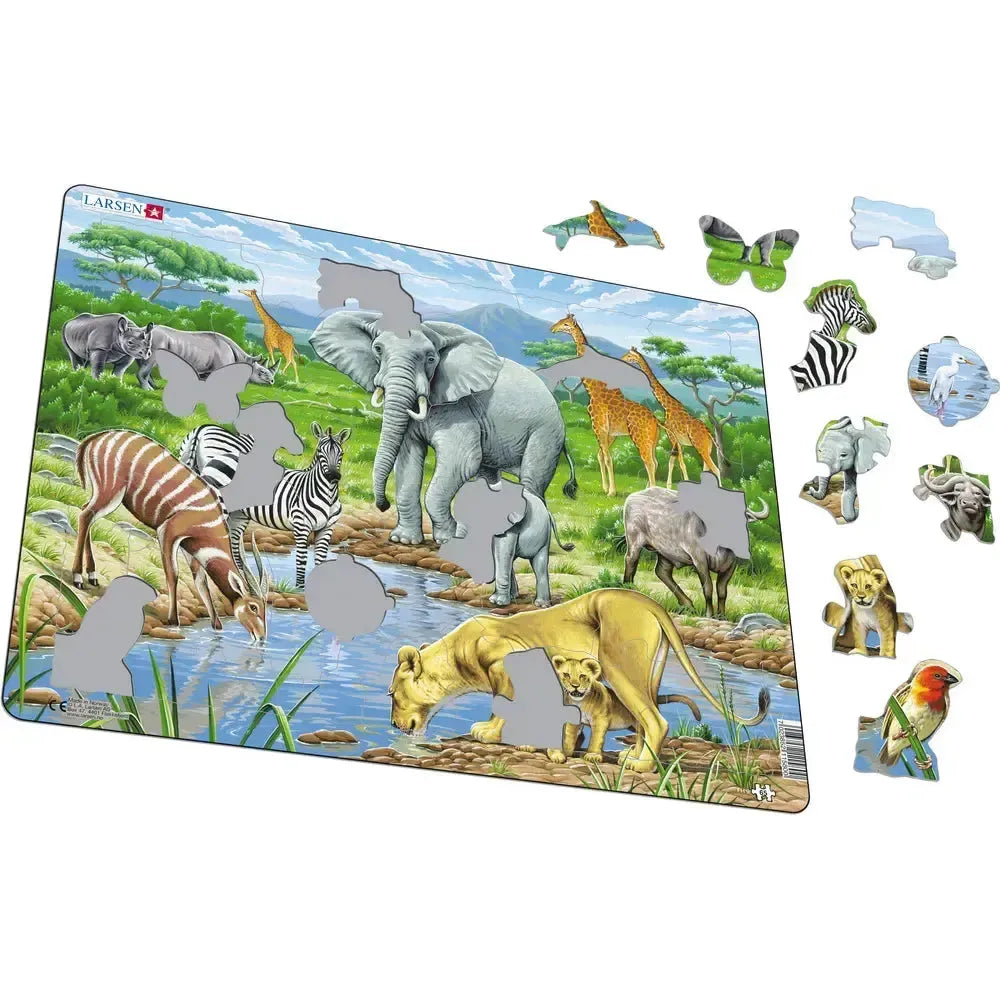 Watering Hole on the African Savannah 65 Piece Tray Jigsaw Puzzle Lars ...