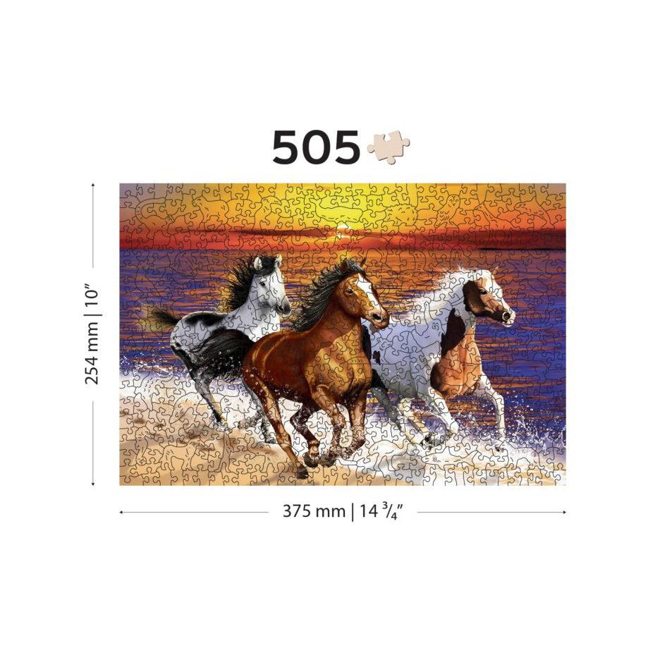 Wild Horses on the Beach 505 Piece Wood Jigsaw Puzzle Wooden City