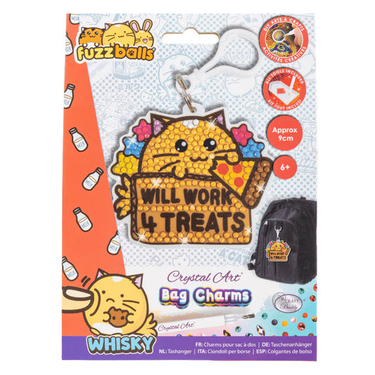 Will Work 4 Treats Whisky Crystal Art Fuzz Balls Bag Charm Kit Craft Buddy